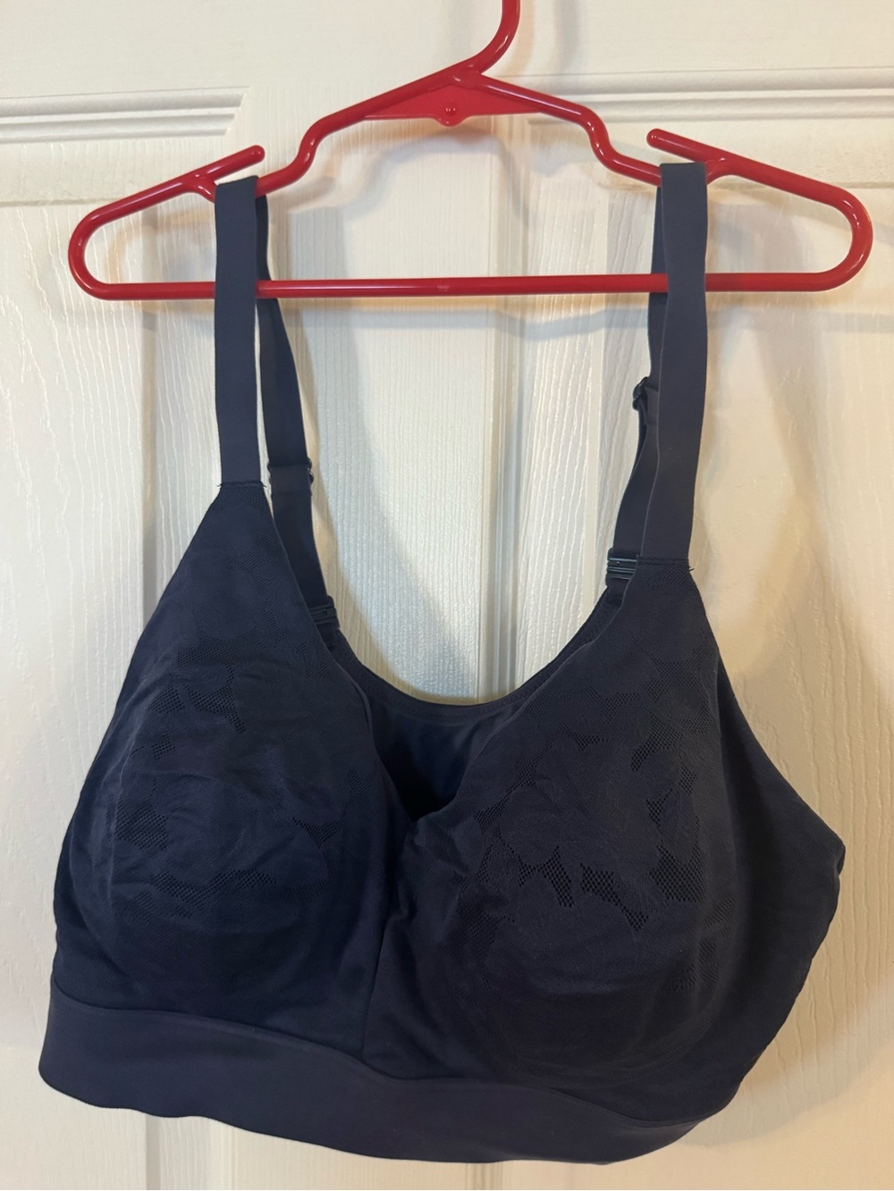 Tommy John Navy Wireless Lace-Overlay Comfort Bra